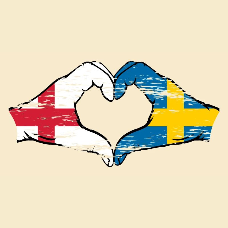 Angleterre Suède drapeau mains forme coeur utilisé