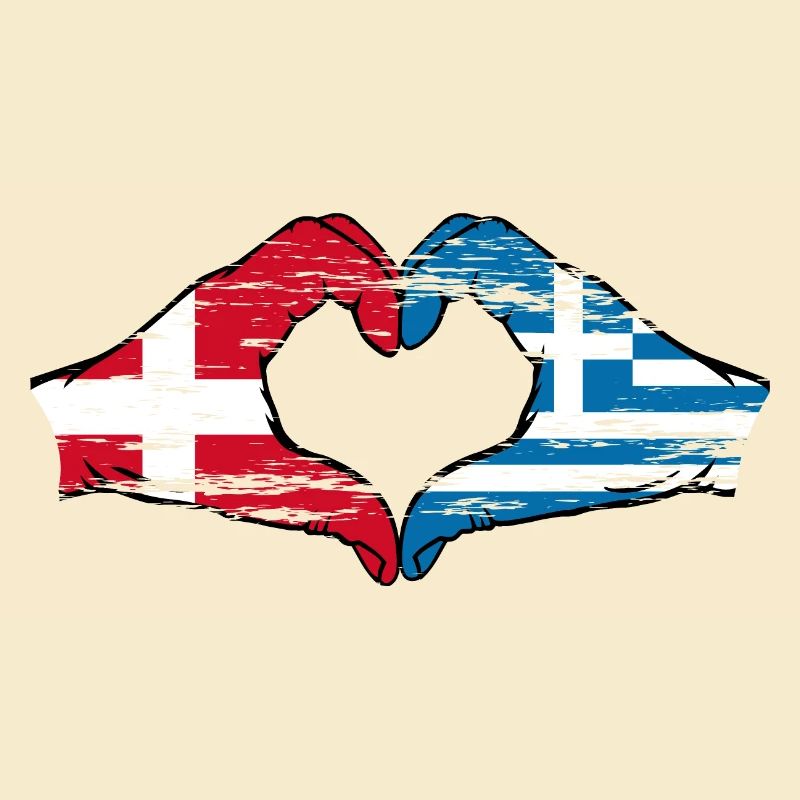 Danemark Grèce drapeau mains forme coeur utilisé