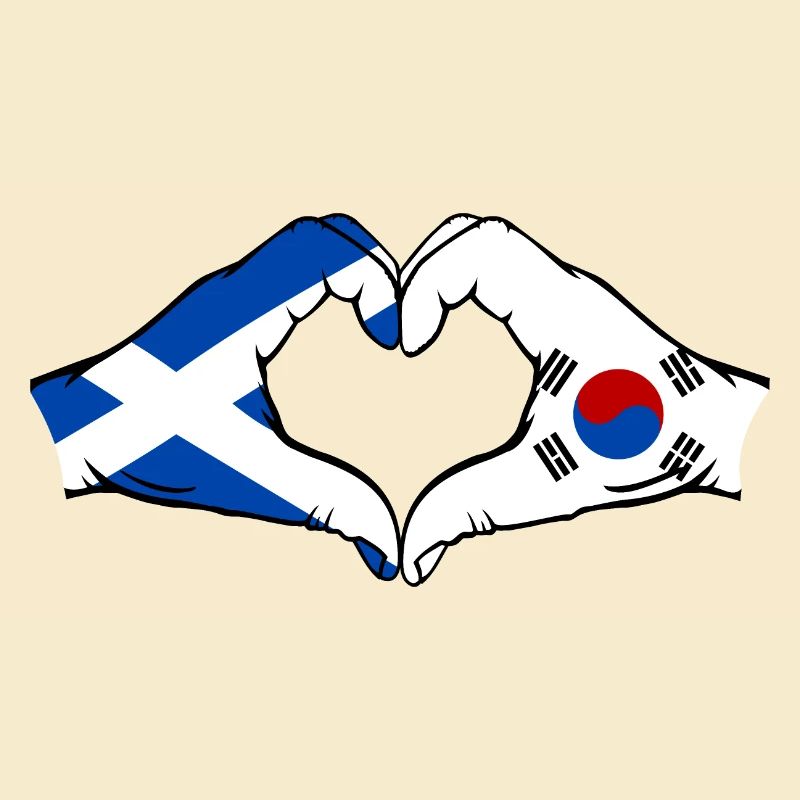 Ecosse Corée du Sud Mains Coeur Forme