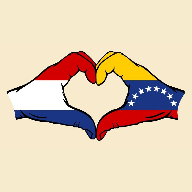 Holland Venezuela Flag Hands Heart Shape