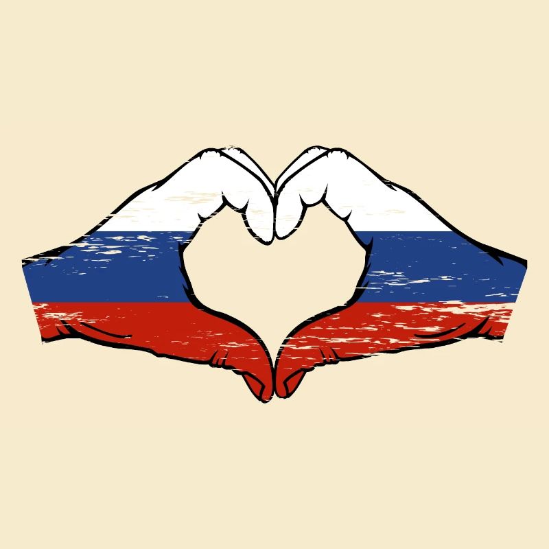 Drapeau de la Russie Mains Coeur Forme Utilisé