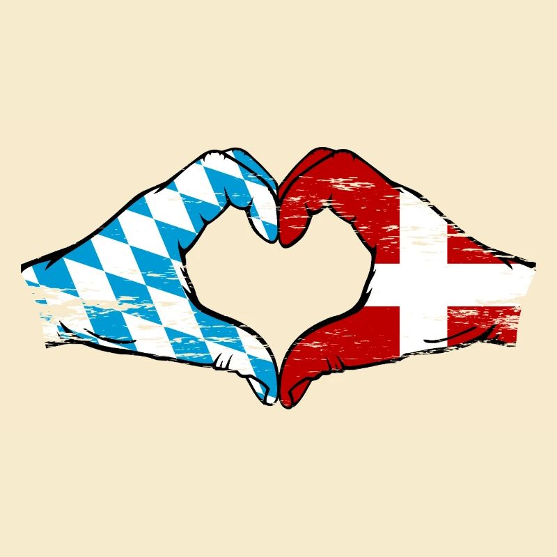 Bavière, Danemark, drapeau, aiguilles, forme de coeur utilisé