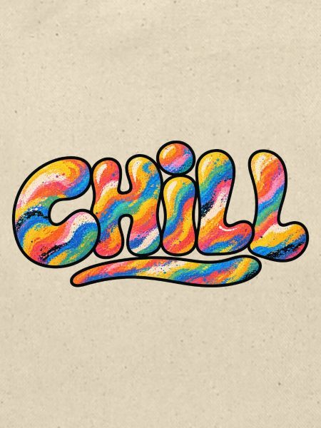 Chill Regenbogen Schriftzug