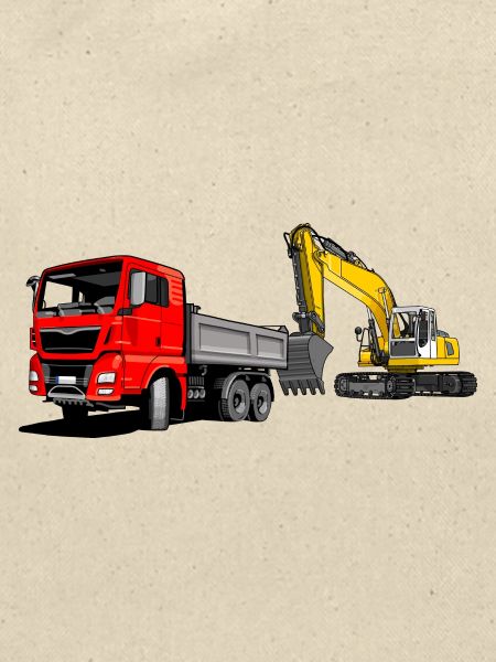 Lastauto mit Bagger