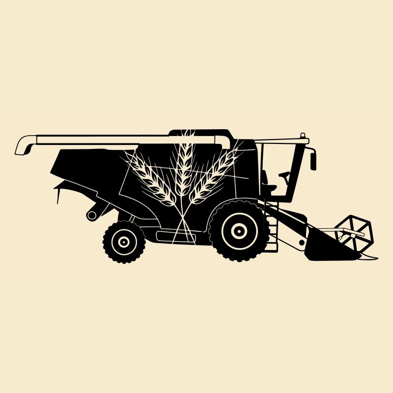 Combine Harvester with Three Grain Stalks Logo