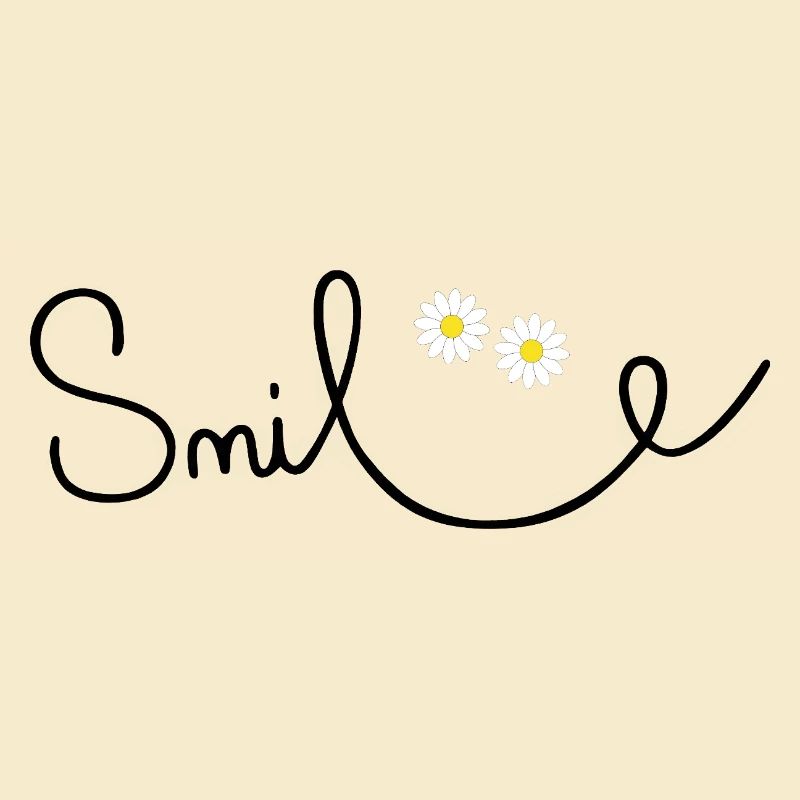 Flowery smile in cursive script