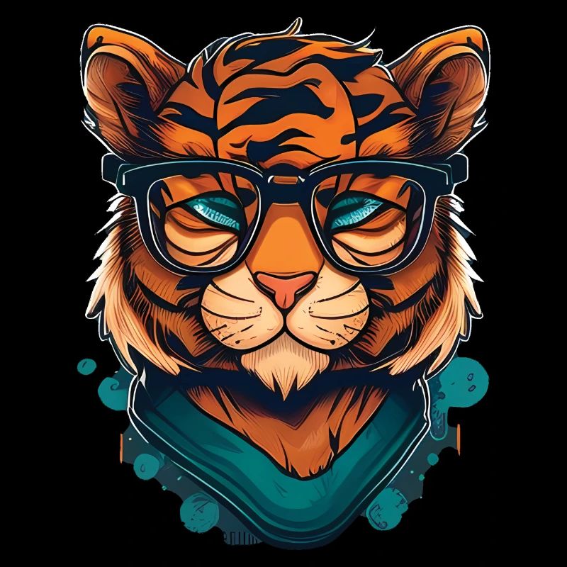 Tiger als Nerd mit Buch