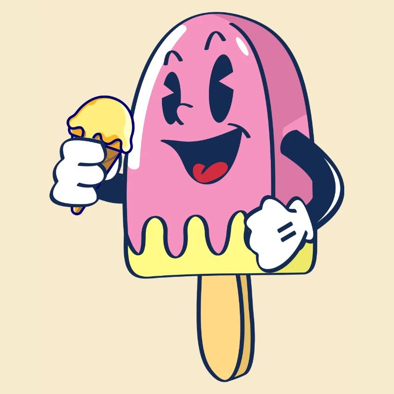 Fröhlicher Kindereis Charakter Eiscreme Eis