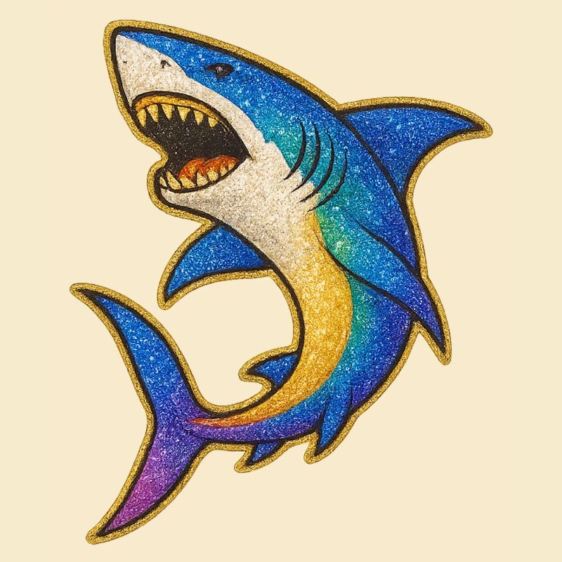 Hai | Rainbow Shark Patch Art