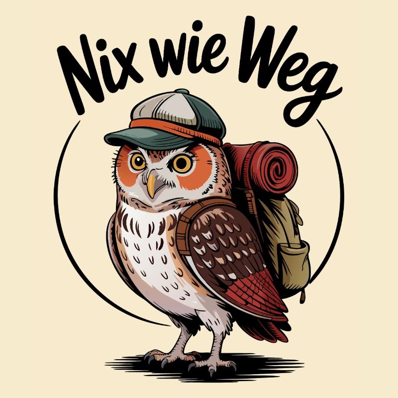 Forest hiker owl with backpack