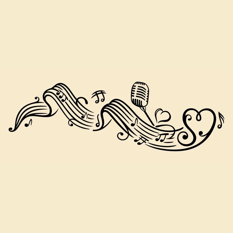 Notenblatt mit microphon, music, notes, clef