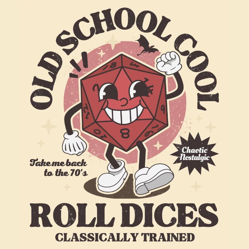 Dungeons - Old school roll dragons dices retro D20
