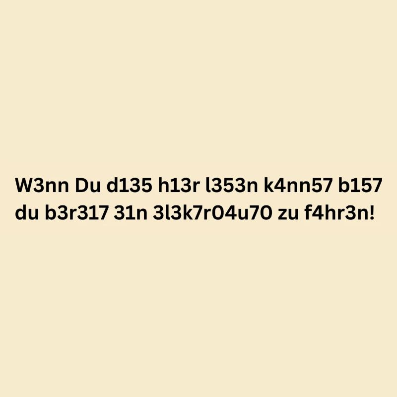 Elektroauto-Spruch Kryptisch