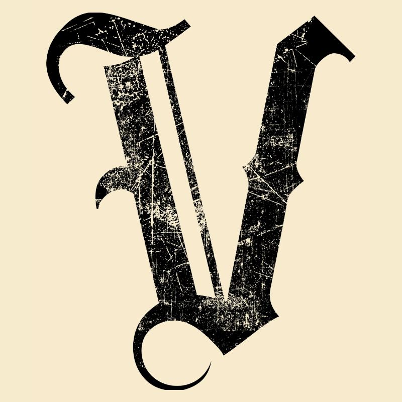 Tshirt alphabet initial V