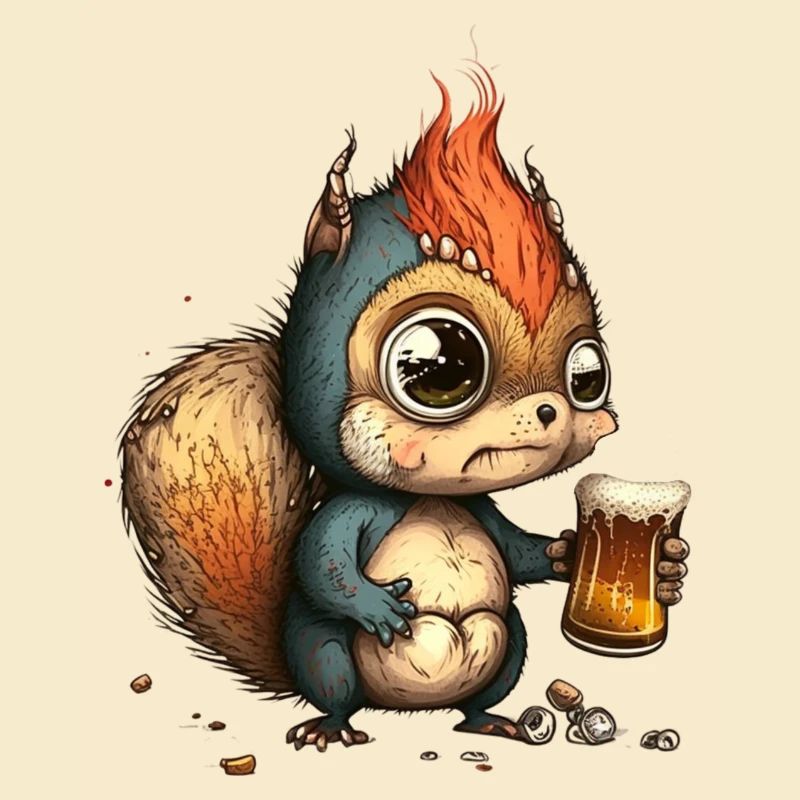 Lustiges Punk Eichhörnchen mit Bier
