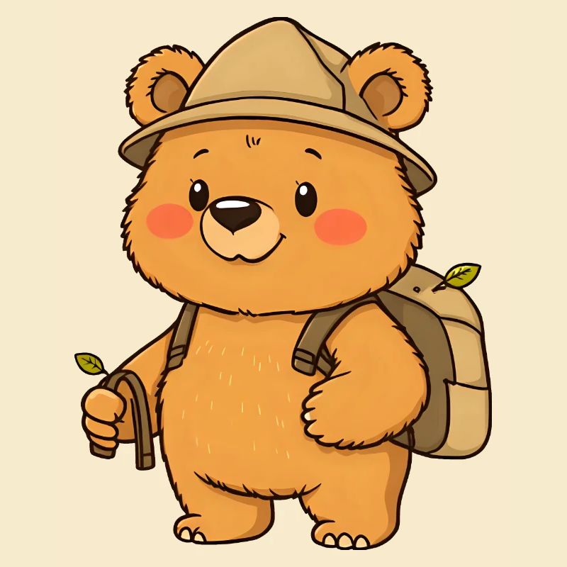 Abenteuerlustiger Teddybär Entdecker mit Rucksack