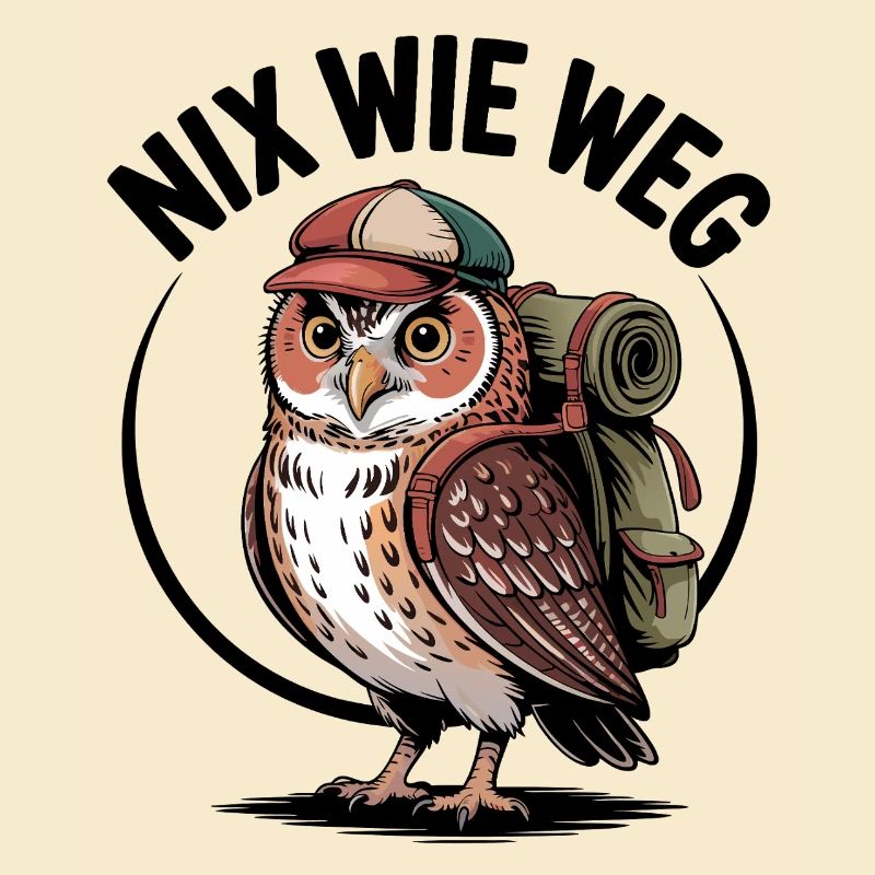 Hiking owl with backpack