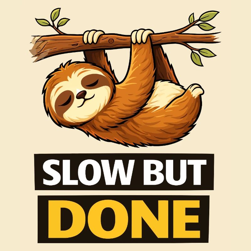 Slow But Done Sloth Illustration