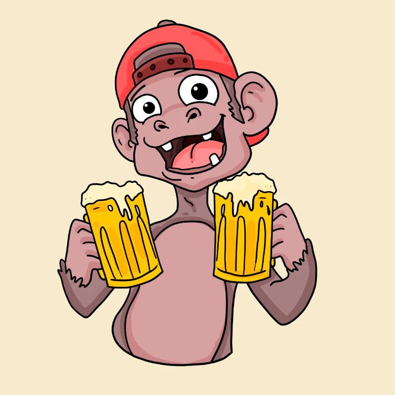 Affe mit Biergläser