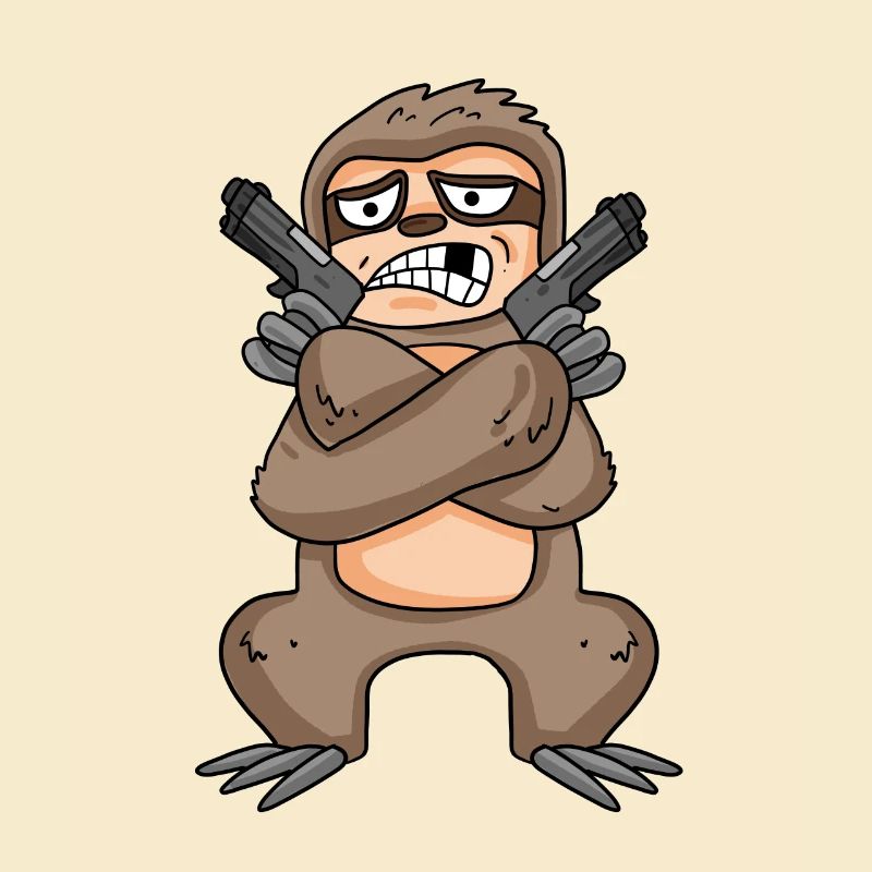 Sloth with pistol