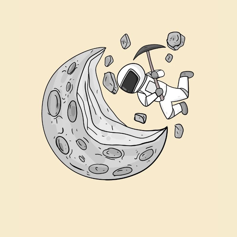 Astronaut Moon Crescent