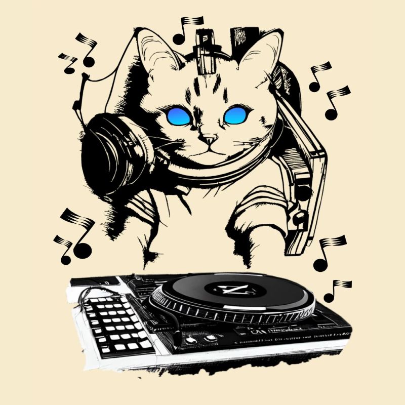 Cat DJ avec table de mixage