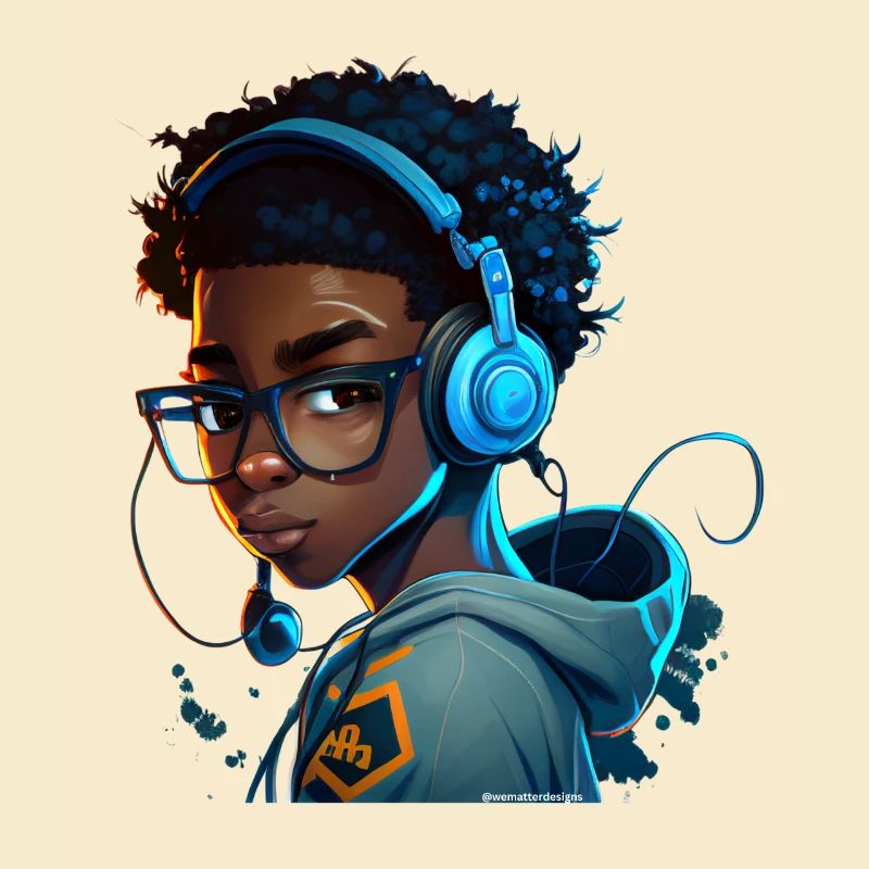 Digital gaming character with headset