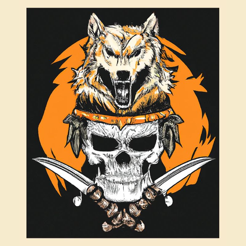 Vector Samurai Warrior Skull Mask Japan