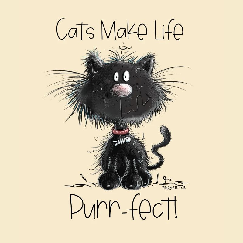 Drollige Schwarze Katze Mit Katzen Spruch