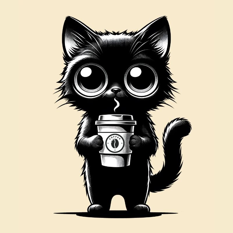 Cute Black Cat Coffee Mug – Chibi Kawaii