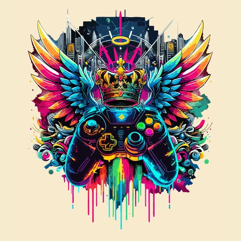 Gaming King Controller Wings Graffiti