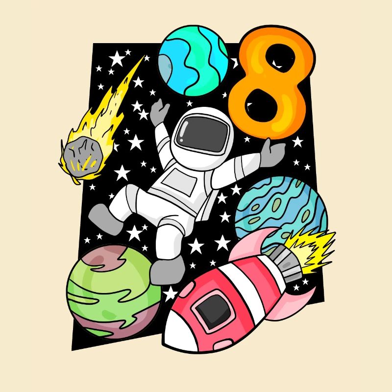 8 Birthday Boy Astronaut Rocket