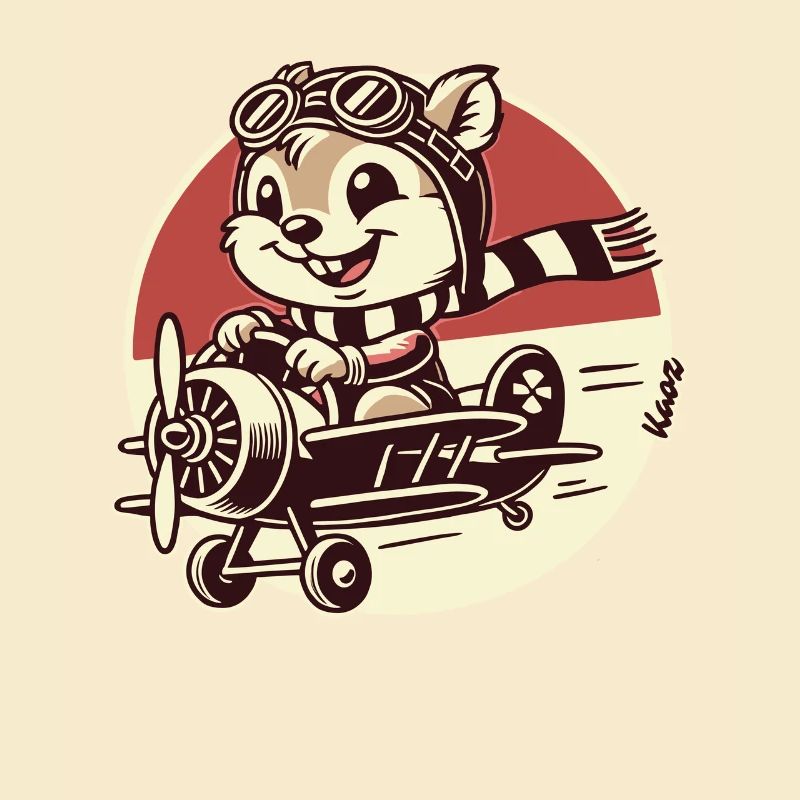 Lustiger Eichhörnchen Pilot im Propeller-Flugzeug