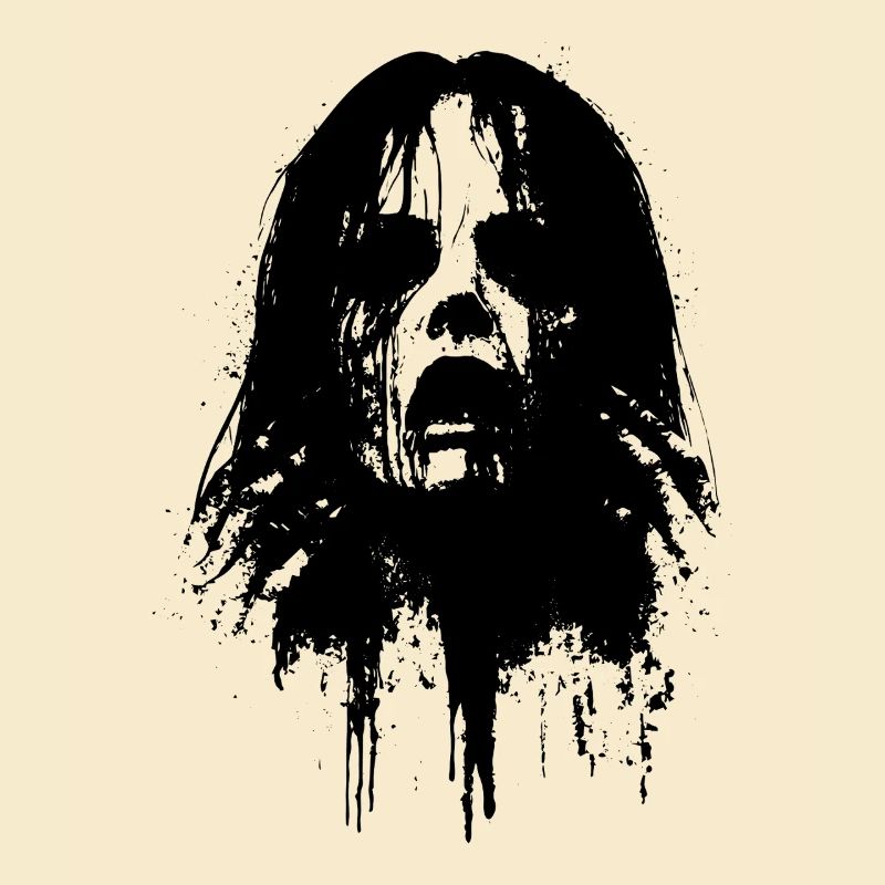 Demonic Woman's Head with Empty Eyes