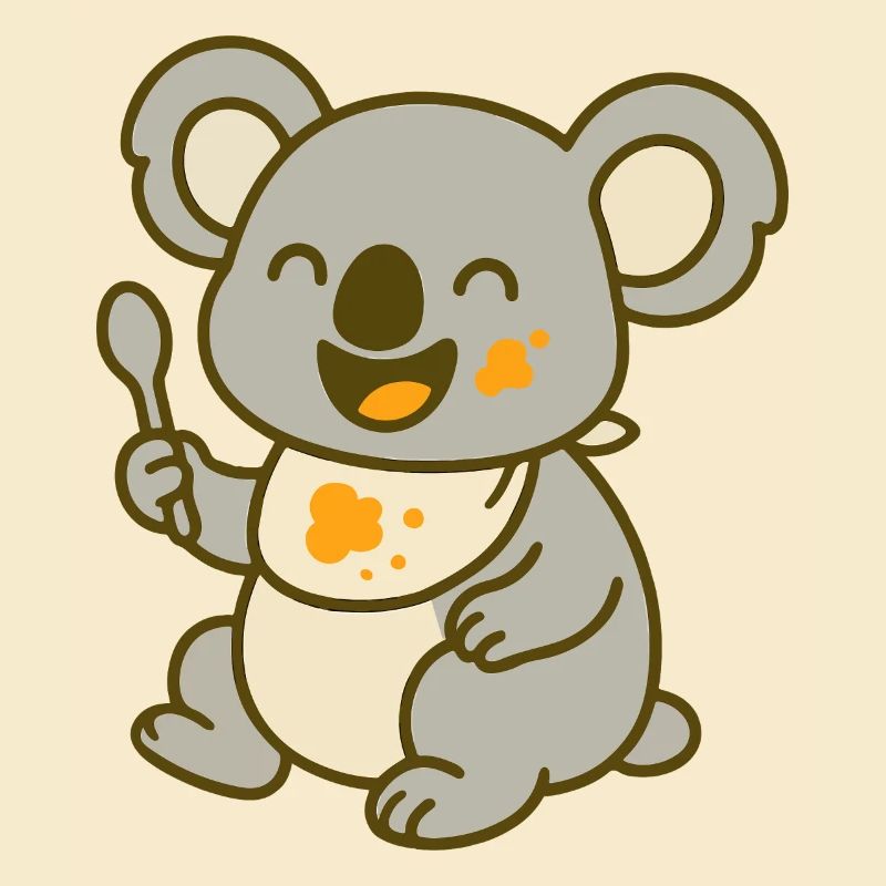Mignon bébé koala mangeant