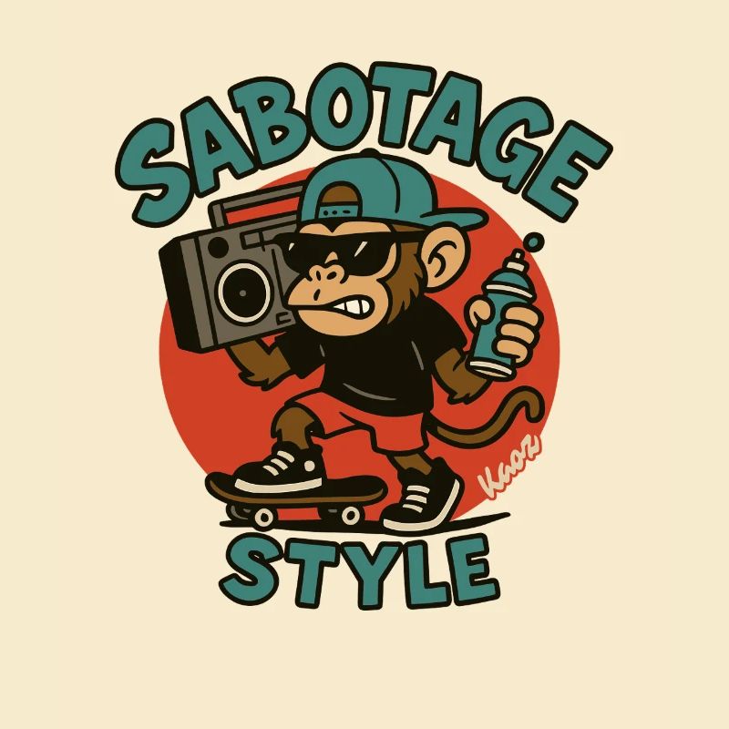 Cool Monkey with Skateboard and Spray Can Style