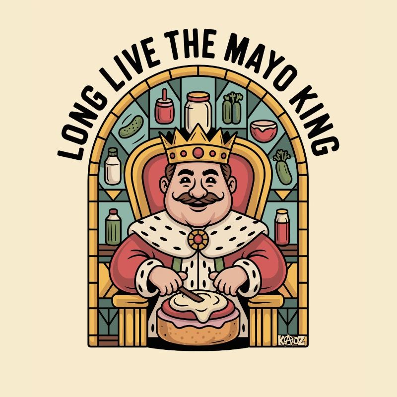 Mayonnaise King on Throne with Sandwich Comic