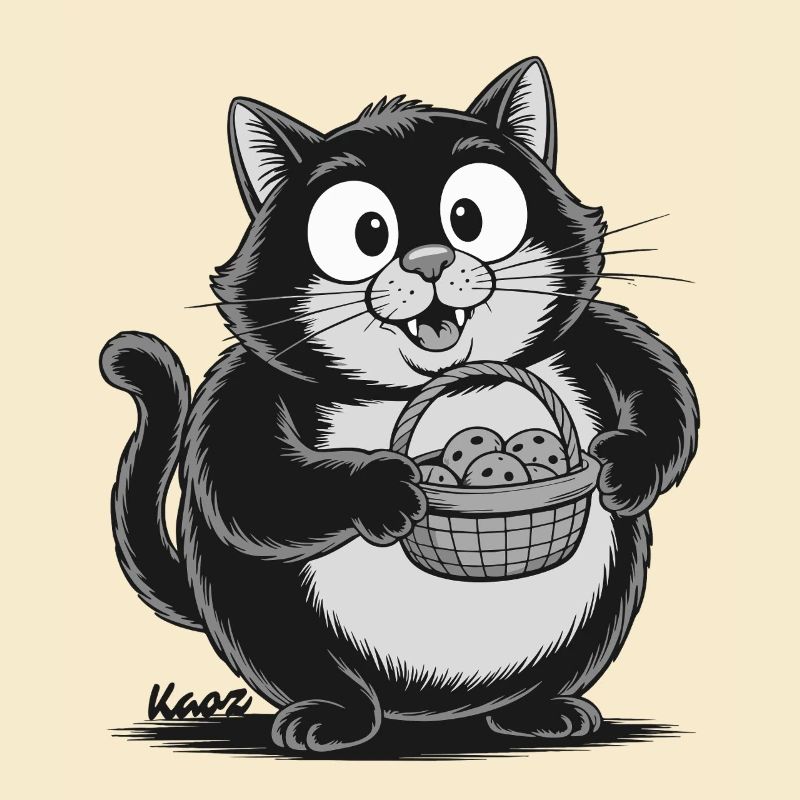 Gros chat avec des collations aux biscuits