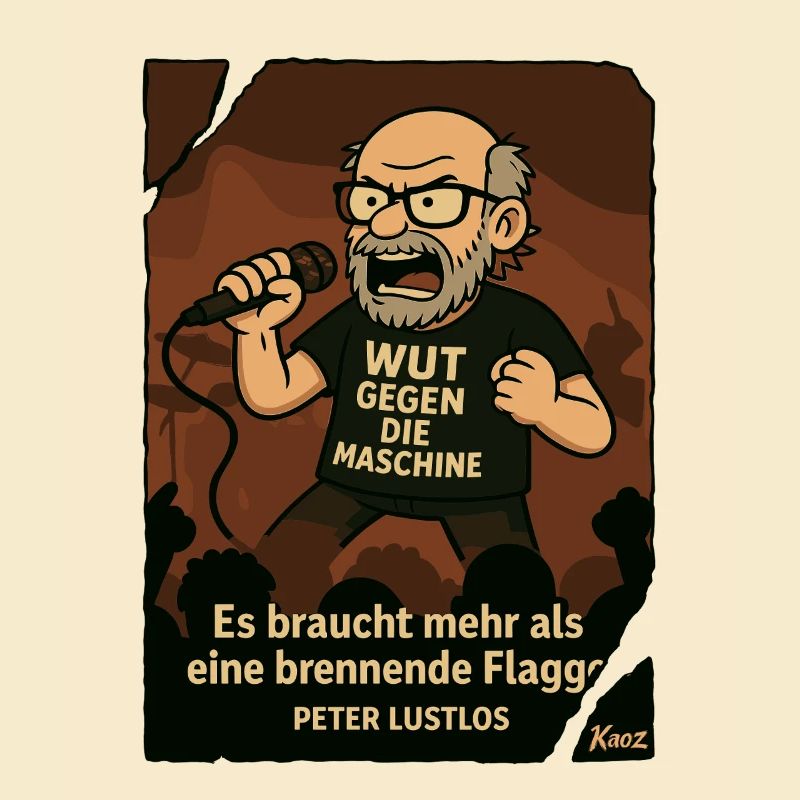 Protestierender Peter Lustlos mit Mikrofon