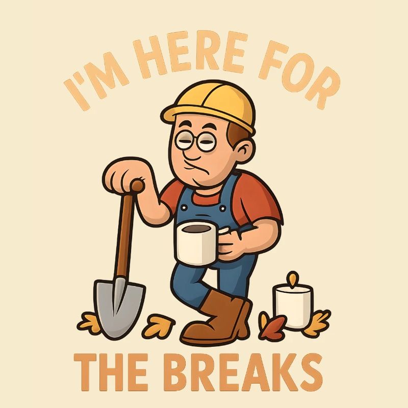 I'm Here For The Breaks – Funny Construction Worker