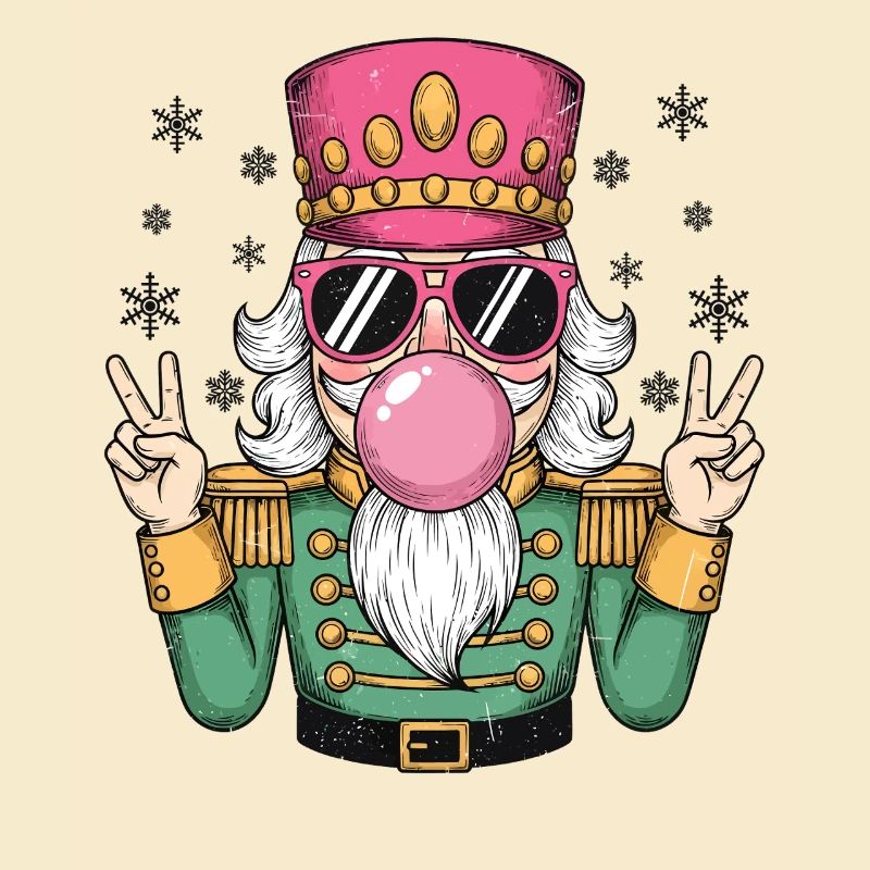 Nutcracker blows chewing gum