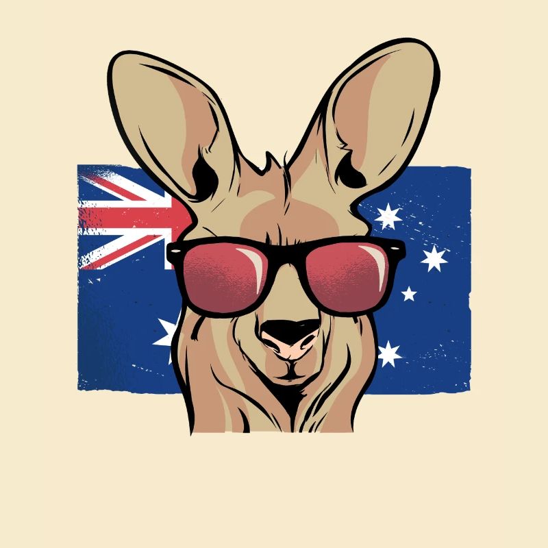 Känguru mit Sonnenbrillen Aussie Flagge