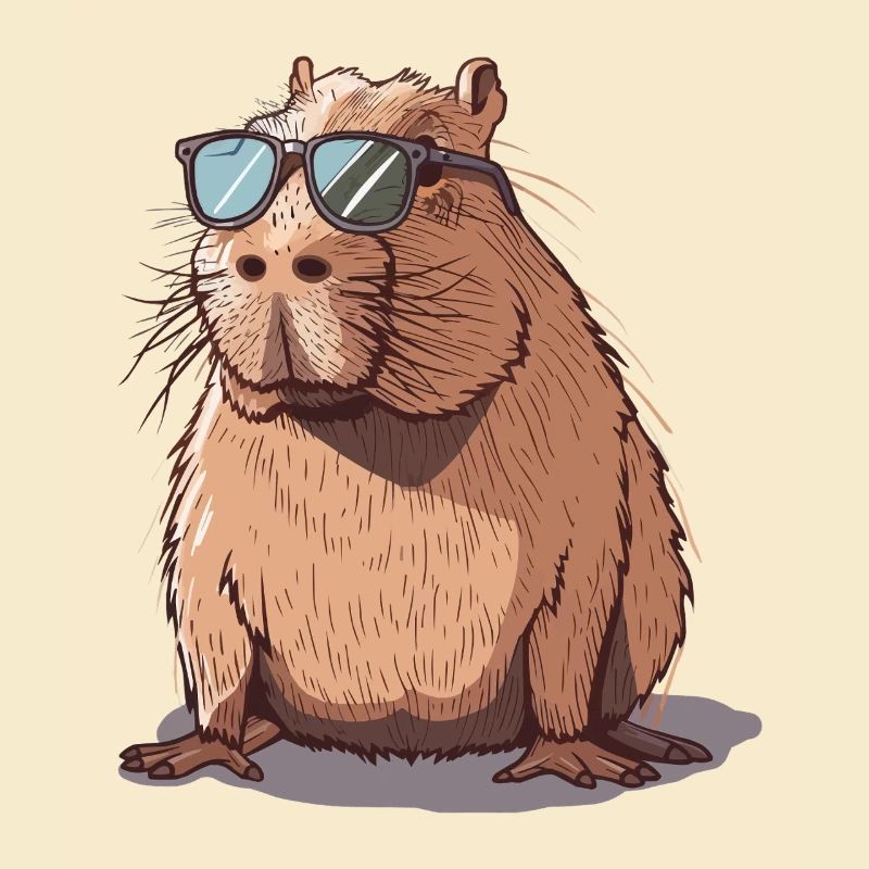 Cool capybara with sunglasses illustration