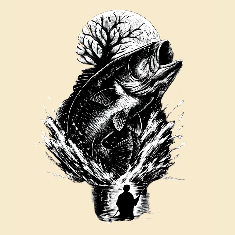 Jumping perch in the moonlight night angler