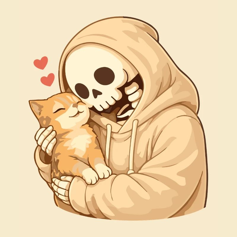 Squelette douillet avec chat – sécurité