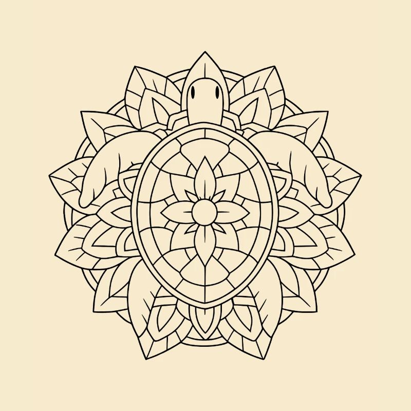Turtle mandala with calm ornamentation