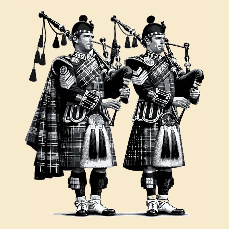Duo de cornemuses en kilt