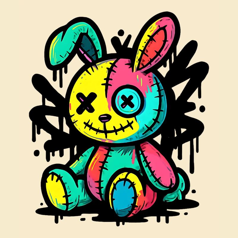Gothic Bunny Weirdcore Dark Horror Animal Doll