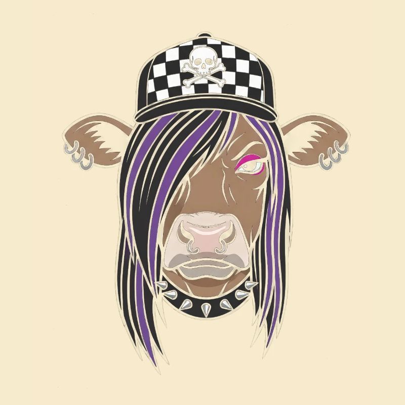 Punk Kuh mit Checker Cap
