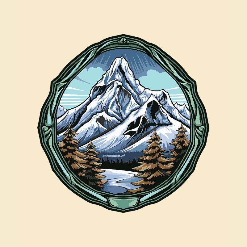 Mountain peaks in a forest frame